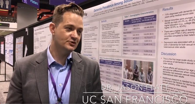 Video still of Jason Flatt presenting at the Alzheimer's Association conference